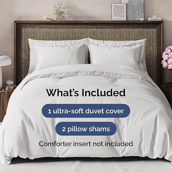 Duvet Cover King Size Set - Extra Soft King Size Duvet Cover 104 x 90 with 2 Pillow Shams - Hotel Luxury Easy Care and Fade Free w/Zipper Closures & Ties - Comfy Breathable Bedding Set (French Grey)