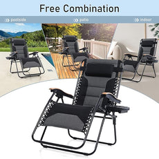 PHI VILLA XXL Oversized Padded Zero Gravity Chair Set of 2, Foldable Patio Recliner, 30