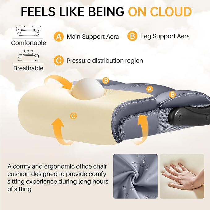 Office Chair, Executive Big and Tall Leather Desk Chairs with Footrest, Ergonomic Breathable Computer Chair with Adjustable High Back, Lumbar Support Swivel PC Chairs with Rocking Function