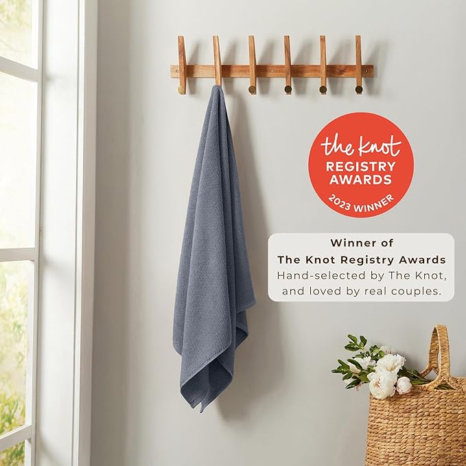 Great Bay Home 100% Cotton 6 Pack 26x16 Hand Towel Set - Absorbent, Quick-Drying, Durable Towels for Bathroom Decor - Low-Twist, Two-Ply Fibers (Chambray Blue)