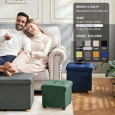BRIAN & DANY 15 Inches Ottoman with Storage, Square Small Storage Ottoman Foot Rest with Legs, Ottomans Foot Stool for Dorm, Living Room, Entryway (Dark Green)