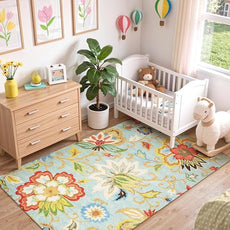 Lahome Collection Modern Floral Area Rug - 4x6 Large Entryway Non-Slip Washable Rug Accent Distressed Colorful Vintage Throw Rugs Floor Carpet for Living Room Bedrooms Rug Decor (4’X 6’, Paisley)