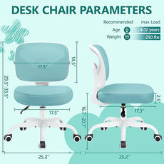 Primy Kids Desk Chair, Pink Study Chair for Boys Girls with Height Adjustable, Swivel Mesh Task Student Chairs for 4-12, Growing Teen Office Chair for Home/School/Office (Teal)