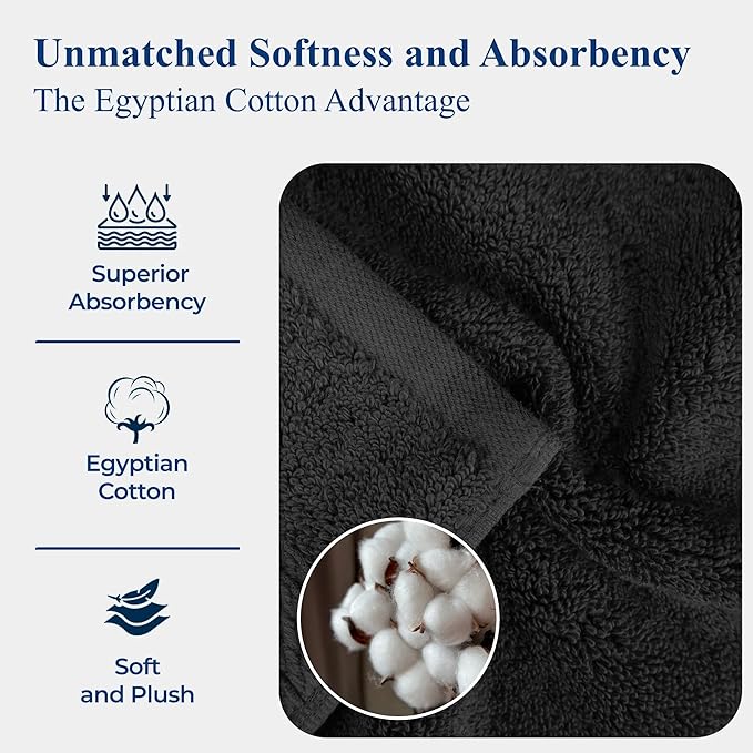 BLUENILEMILLS Madison Egyptian Cotton Face Towel/Washcloth Set, for Kitchen, Bathroom, Shower, Plush, 800 GSM, Highly Absorbent and Ultra-Soft Face Towels, Washcloths, Set of 6, Gold