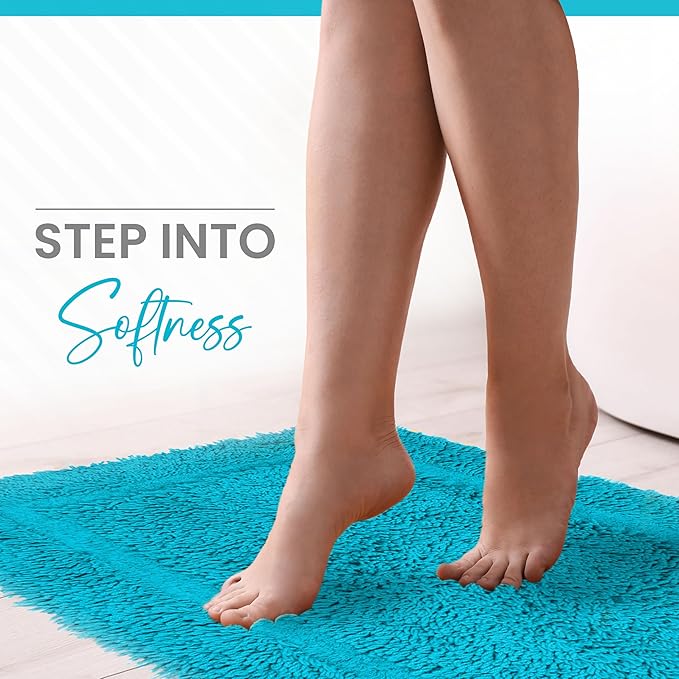 Martex 100% Cotton Ringspun Bath Rug | Super Soft | Super Absorbent | Essential Bathroom Rugs | Non-Slip Bath Mat | Quick Drying Bath Mat | Aqua