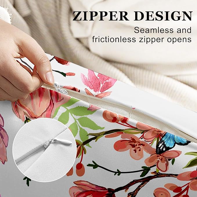 Microfiber Body Pillow Cover with Hidden Zipper,Comfortable Fabric,Floral Print Pattern Body Pillow Case,Lightweight and Breathable,The Size is 20 "X 54"(01-Flower)