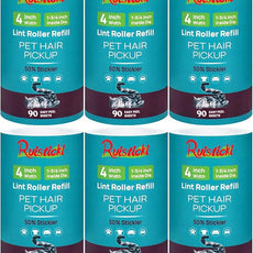 4 inch Lint Roller Refills Only for Scotch-Brite, Pet Hair Pickup Extra Sticky Lint Roller Refill 90 Sheets by 6 Pack - 540 Easy-Tear Adhesive Sheets Total (Inside Dia. 1 3/4 inch)