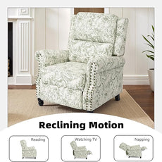 Recliner Chair, Modern Pushback Armchair with Adjustable Backrest & Footrest for Bedroom, Living Room (Rococo Green,Set of 2)