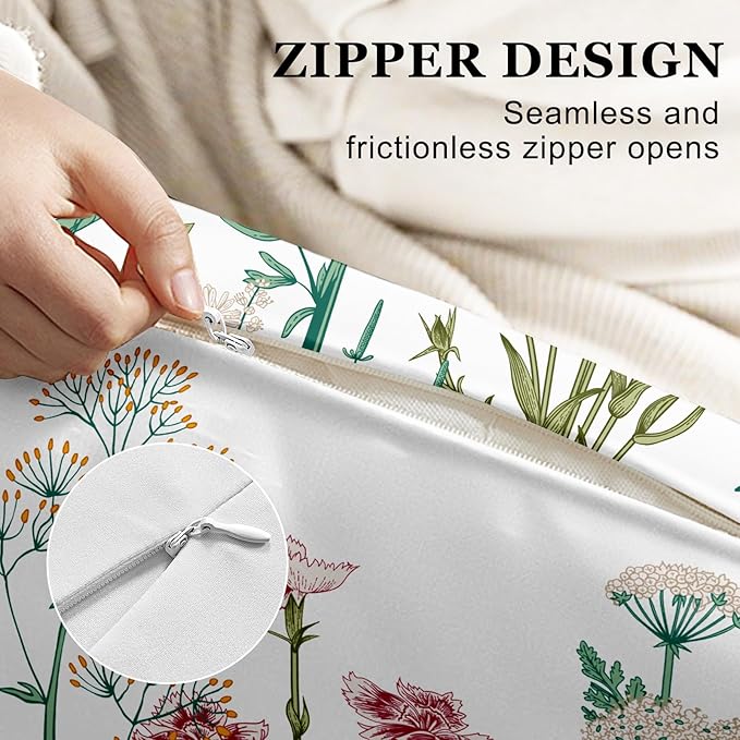 Microfiber Body Pillow Cover with Hidden Zipper,Comfortable Fabric,Floral Print Pattern Body Pillow Case,Lightweight and Breathable,The Size is 20 "X 54"(Flower-02)