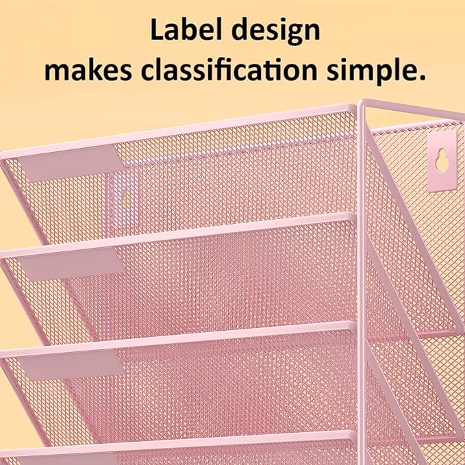 Kuntine.B Wall File Organizer (Pink, 6 Tier)