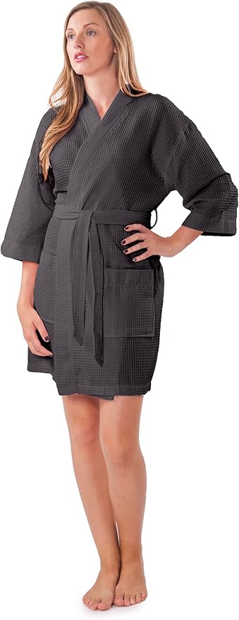 Turquaz Lightweight Short Robes For Women Waffle Kimono Bathrobe - Soft, Fast-Drying, Long-Lasting Cotton Blend