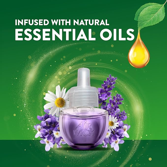 Air Wick Plug in Scented Oil Refill, 10ct, Lavender & Chamomile, Air Freshener, Essential Oils, Eco Friendly