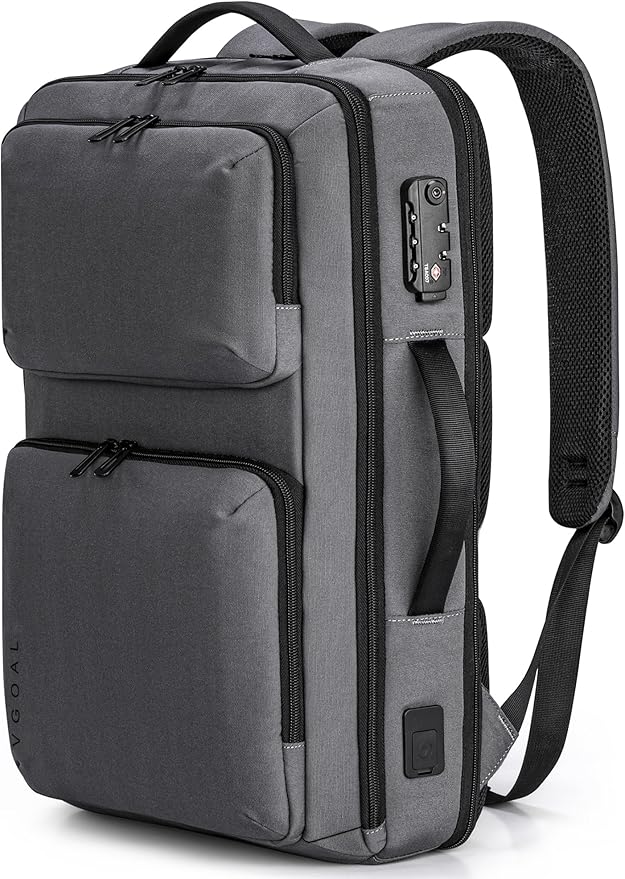 VGOAL Travel Laptop Backpack, Laptop Bookbag College Backpack Durable Water Proof with USB Charging Port for Men Women (FG6317-G)