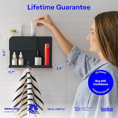 WallShelfie Bedside Wall Organizer & Bedside Shelf, Room Decor, Dorm Room Essential, Floating Bedside Shelf Wall Mount Organizer, Remote Control Holder, RV Accessories, Floating Shelves (Black)