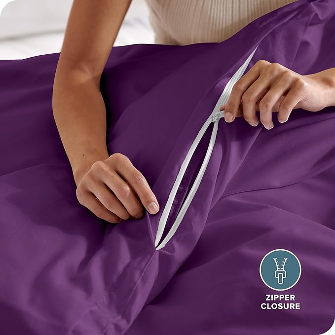 Bare Home Bedding Duvet Cover Extra Long Size - Premium 1800 Super Soft Collection - Lightweight, Cooling Duvet Cover - Soft Breathable Bedding (Twin/Twin XL, Plum)