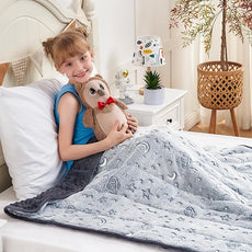 yescool Weighted Blanket 5 Pounds Weighted Lap Blanket, Glow in The Dark Star Heavy Blankets, Warm Minky Weighted Throw Blanket Gift for 40-60lbs, 36