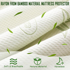 Twin Size Waterproof Mattress Protector, Premium Cooling Viscose from Bamboo Mattress Pad, Breathable, Noiseless, Cooling & Machine-Washable Bed Cover with 21