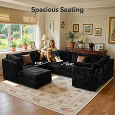 Large 8 Seat Modular Sectional Sofa with Ottoman Seat Corduroy Sleeper Sectional Sofa Bed Oversized Convertible Modular Couch for Living Room