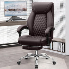 Office Chair, Executive Leather Chair Adjustable High Back, Ergonomic Computer Desk Chair Lumbar Support, Big and Tall Office Chair with Footrest, Comfy Reclining Chair for Home Office
