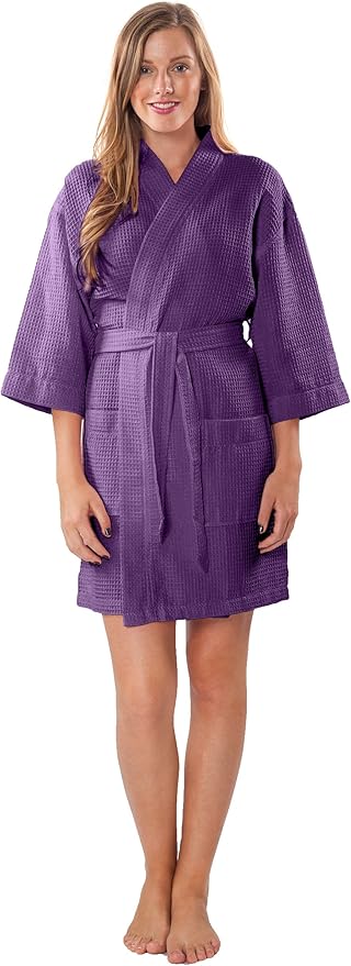 Turquaz Lightweight Short Robes For Women Waffle Kimono Bathrobe - Soft, Fast-Drying, Long-Lasting Cotton Blend