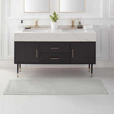 Arkwright 100% Cotton Bathroom Rug - High Absorbent Stylish Textured Woven Design Bath Mat, Slip Resistant Backing for Shower and Bathtub Floor, 20x60 in - Grey