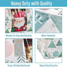 VENO 2 Pack Moving Bags, Large Christmas Storage Bins with lids, Packing Supplies for College, Alternative to Moving Boxes, Foldable, Heavy-Duty Tote, Christmas Pattern (Pastel Forest, 2 Pack)