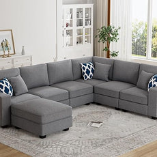Legend Vansen Modular Sectional Sofa U Shaped Couch with Ottoman Modern Reversible Corner Sectional Couch for Living Room (Dark Grey, U Shaped Sofa-2)