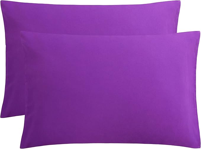 FLXXIE Microfiber Pillow Cases Queen Size Set of 2, Soft Pillowcases with Envelope Closure, Wrinkle Resistant Pillow Covers, 20x30, Purple