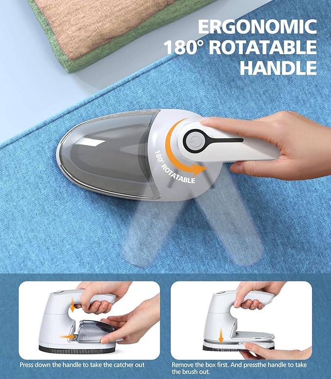 POPCHOSE Fabric Shaver, Rechargeable Lint Remover Defuzzer Sweater Shaver, Fuzz Remover for Clothes, Sweater, Furniture, Couch, Cashmere(Two 6-Leaf Blades Extra, Electrostatic Brush)…