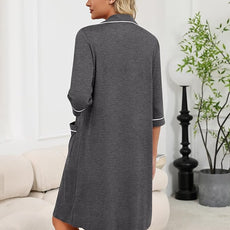 Ekouaer Zipper Robes for Women 3/4 Sleeve Housecoats Knee Length Bathrobe Lightweight Nightgown with Pockets S-3XL