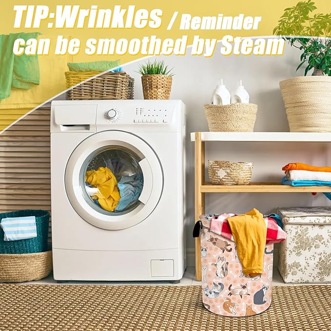 Funny Cats Laundry Basket,Foldable Oxford Cloth Funny Tote Bag Laundry Hamper Clothes Storage Bucket Toy Organizer For Bathroom Laundry Storage Bedroom 18.9x16.5