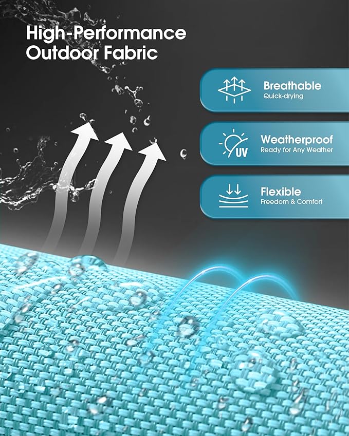 Ciokea Upgraded Aluminum Outdoor Lounge Chair - No Assembly Needed, Foldable Patio Chaise Lounge with 5 Adjustable Positions, Reinforced Frame for Extra Durability, Pool Beach Lounge Chair,Lake Blue