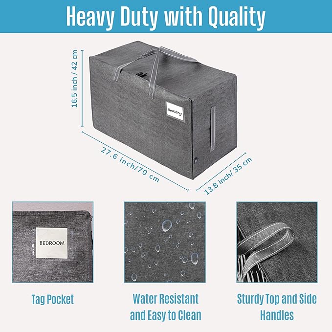 VENO 10 Pack Moving and Storage Bags, Heavy Duty, Alternative to Moving Boxes, Large Packing Totes Supplies for College Dorm Room with Zipper for Clothes, Wide Open Design (Dark Gray, 10 Pack)