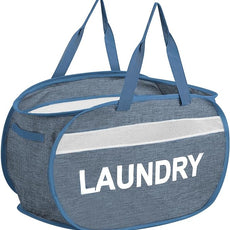 Collapsible Laundry Baskets, Foldable Laundry Basket with Dual Handles, Tear-proof Dirty Clothes Hampers for Laundry, Easy to Carry Pop Up Hamper for Bedroom, Bathroom, Dorm, Laundry Room Blue