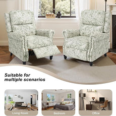 Recliner Chair, Modern Pushback Armchair with Adjustable Backrest & Footrest for Bedroom, Living Room (Rococo Green,Set of 1)