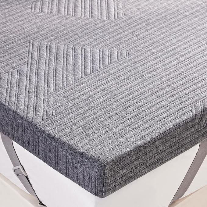 BDEUS 3 inch Firm to Extra Firm Memory Foam Mattress Topper King Size for Big Guys, Supportive Mattress Pad for Back Pain Relief, Firm Foam Bed Topper with Senior Grey Cover, CertiPUR-US Certified