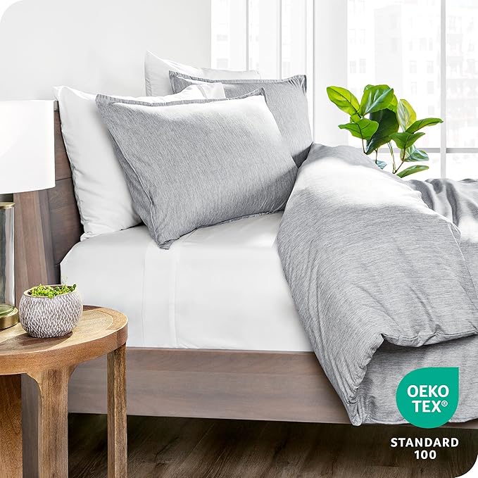 Bare Home Bedding Duvet Cover Extra Long - Premium 1800 Super Soft Collection - Lightweight, Duvet Cover - Soft Textured (Twin/Twin XL, Heathered Pewter)