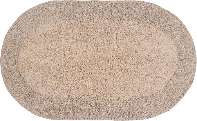 Home Weavers Double Ruffle Collection 100% Cotton Bathroom Rugs Set, Washable Rug, Extra Soft and Absorbent Bath Rug, Kitchen Mat, Bath Mat Set, Bath Floor Mat Non Slip, 24"x40" Rectangle, Linen