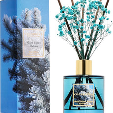 COCORRÍNA Reed Diffuser - Maine Winter Balsam Reed Diffuser Set with 8 Sticks & Preserved Baby's Breath, Reed Diffuser for Home Bathroom Shelf Decor