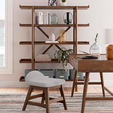 Signature Design by Ashley Lyncott Casual Upholstered Armless Home Office Desk Chair with Backless Design, Light Gray & Light Brown