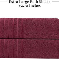Tens Towels Pack of 2 Extra Large Bath Sheets 35 x 70 Inches, 100% Cotton, Larger & Lighter Weight, Quicker to Dry, Super Soft & Absorbent, Oversized Bath Towels, Burgundy