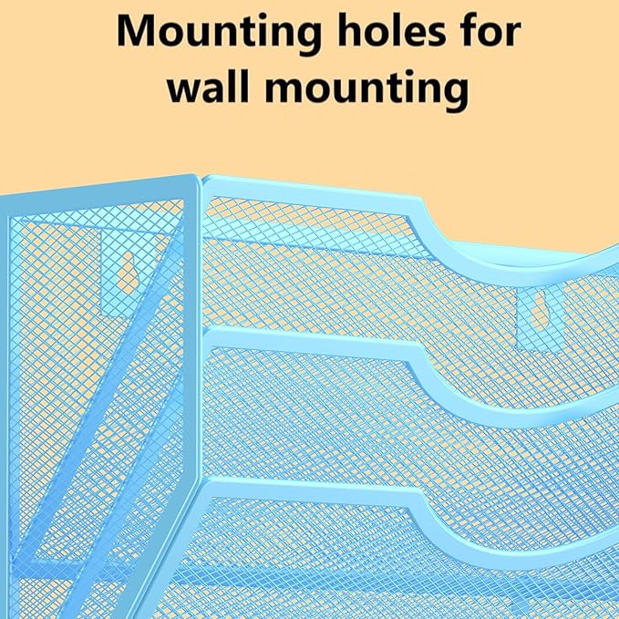 Kuntine.B Wall File Organizer (Blue, 3 Tier)