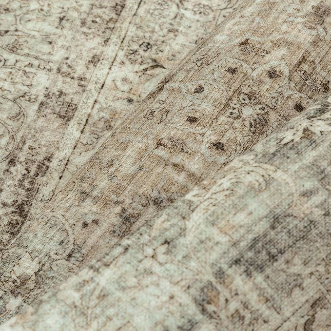 Sage Area Rug 6x9 for Living Room Washable Vintage Carpet Low Pile Non Slip Distressed Soft Traditional Retro Oriental Large Accent Throw Rug Office Bedroom Dining Room Playroom