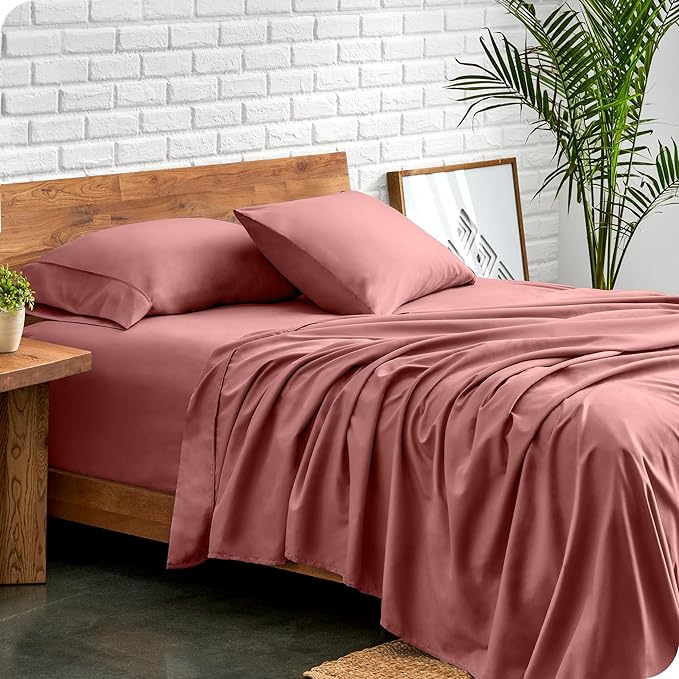 Bare Home Twin Sheet Set - 1800 Ultra-Soft Microfiber Twin Bed Sheets - Double Brushed - Deep Pockets - Easy Fit - Extra Soft - 3 Piece Set - Bedding Sheets & Pillowcases (Twin, Dusty Rose)