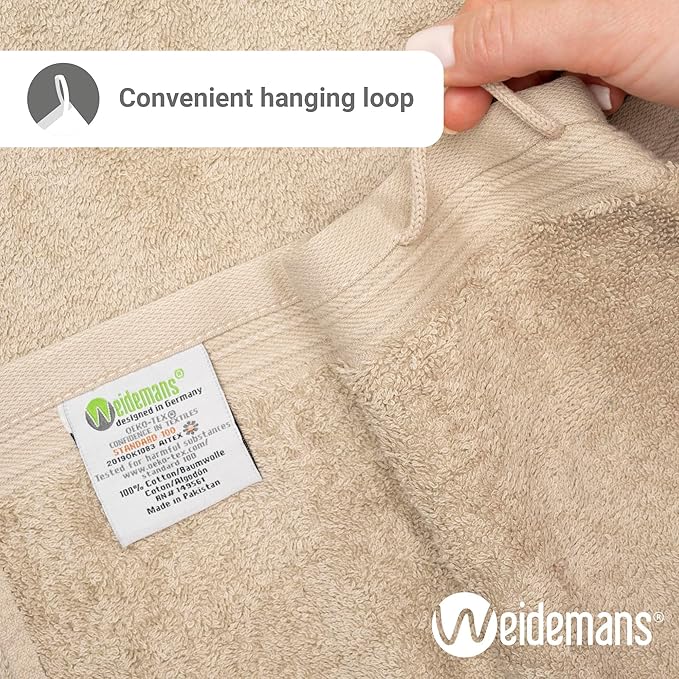 Premium 8 Pieces Towel Set Including 2 Bath Towels 30" x 56", 2 Hand Towels 18" x 30" and 4 Washcloths 13" x 13" - Color: Apple Green & Sand | Pure Cotton |Machine Washable high Absorbency