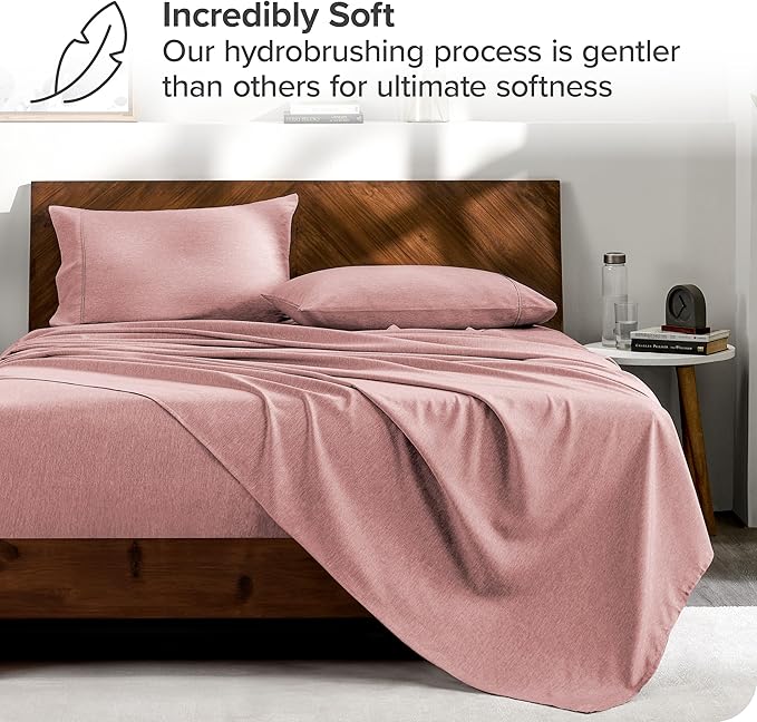Bare Home Bed-in-A-Bag 7 Piece Comforter & Sheet Set - King - Goose Down Alternative - Ultra-Soft 1800 Premium - Bed Set - Cationic (King, Heathered Rosewood)