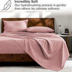 Bare Home Bed-in-A-Bag 7 Piece Comforter & Sheet Set - King - Goose Down Alternative - Ultra-Soft 1800 Premium - Bed Set - Cationic (King, Heathered Rosewood)