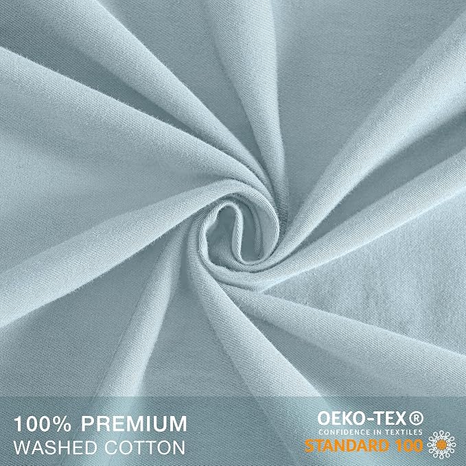 JELLYMONI Pillowcases Standard Set of 2 Cotton Button Pillow Covers 20×26in Light Blue Bed Pillow Cases 100% Washed Cotton Soft Breathable (Pillows are not Included)