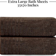 Tens Towels Pack of 2 Extra Large Bath Sheets 35 x 70 Inches, 100% Cotton, Larger & Lighter Weight, Quicker to Dry, Super Soft & Absorbent, Oversized Bath Towels, Brown