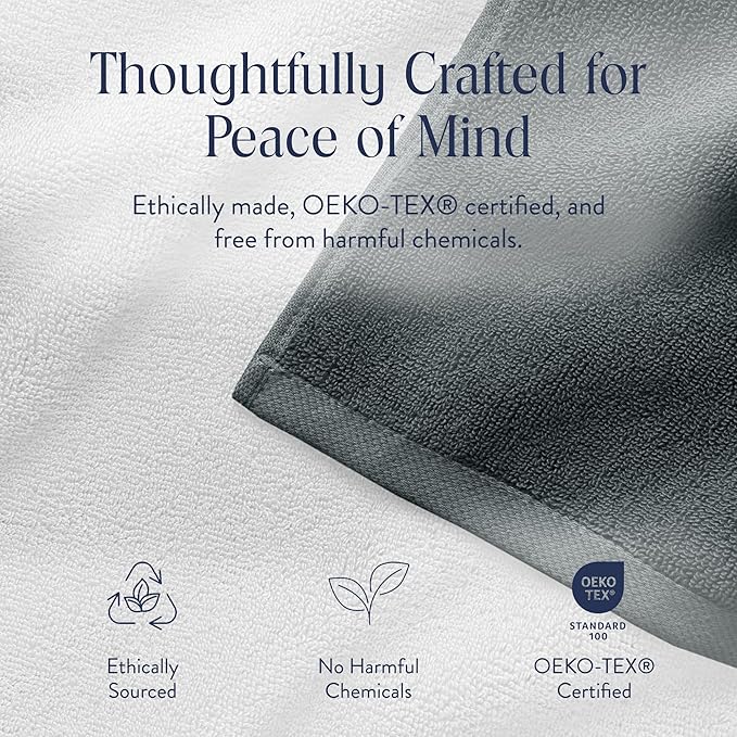 Brooklinen Super-Plush Turkish Cotton Washcloths - Set of 2 - Cotton, 820 GSM, Highly Absorbent, Machine Washable, Perfect for Home & Bathroom (13" x 13", Slate Grey)